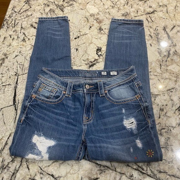 Miss Me Women's‎ Embroidered Ankle Boyfriend Denim Jeans Size 25 - Picture 5 of 10